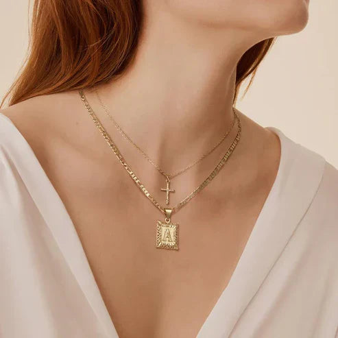 Cross Initial Pendant Necklace Set Jula Jewelry