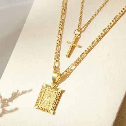 Cross Initial Pendant Necklace Set Jula Jewelry