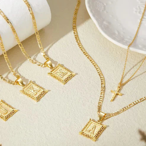 Cross Initial Pendant Necklace Set Jula Jewelry