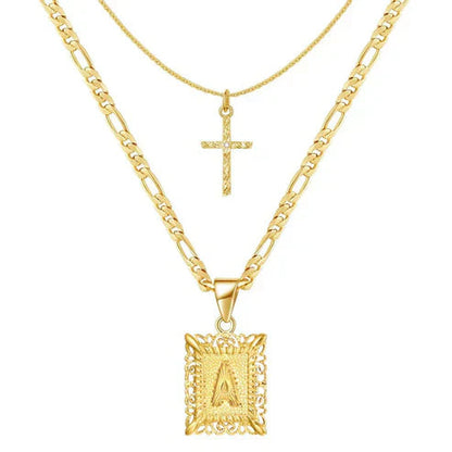 Cross Initial Pendant Necklace Set Jula Jewelry