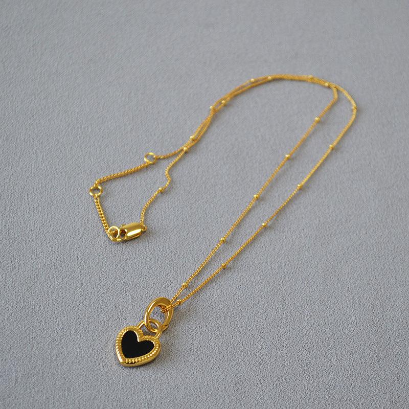 Gold Heart Necklace in Black and White Jula Jewelry
