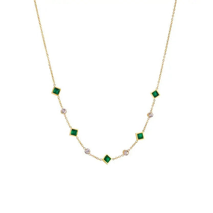 Gold Emerald Geometric Pendant Necklace Jula Jewelry