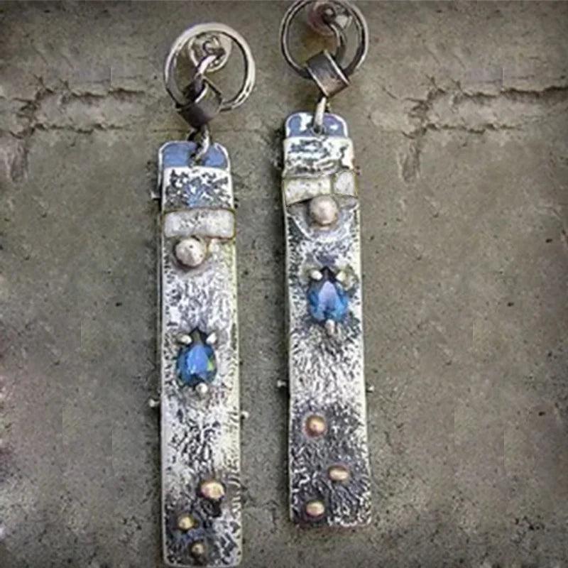 Handcrafted earrings made from blue stone Jula Jewelry