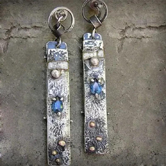 Handcrafted earrings made from blue stone Jula Jewelry