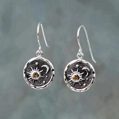 Earrings with Sun and Moon Design in Gold and Silver Jula Jewelry