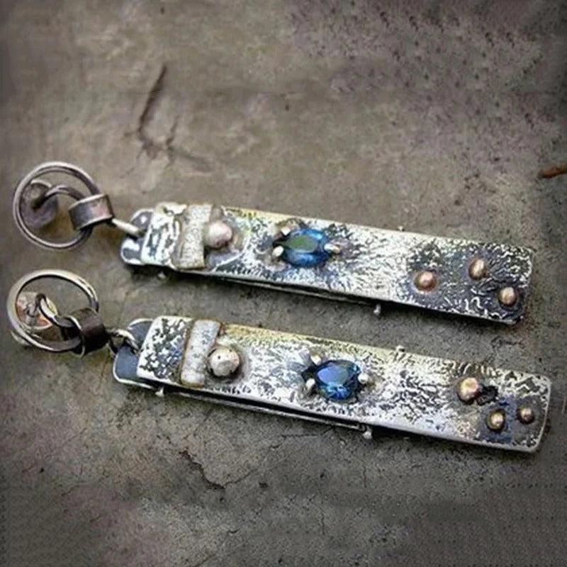 Handcrafted earrings made from blue stone Jula Jewelry