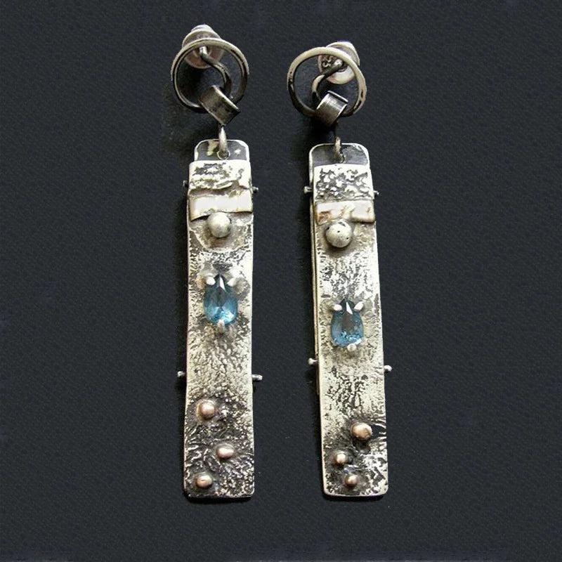 Handcrafted earrings made from blue stone Jula Jewelry