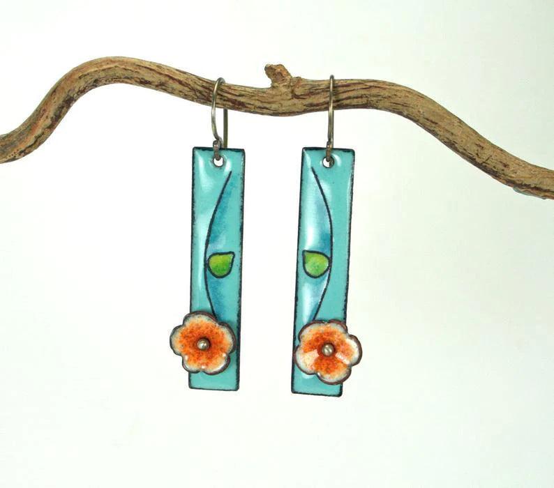 Enamel Flower Earrings Jula Jewelry