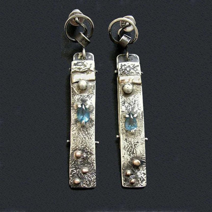 Handcrafted earrings made from blue stone Jula Jewelry