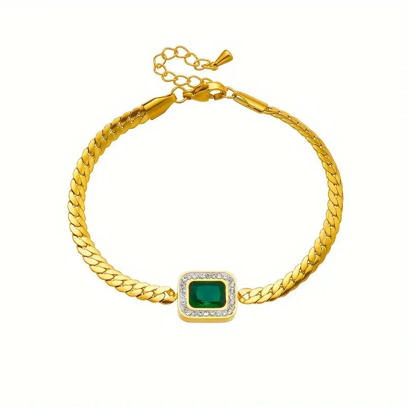 Emerald Gold Chain Bracelet Jula Jewelry