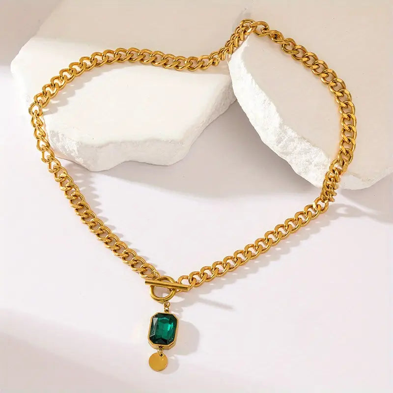 Emerald Gold Chain Necklace Jula Jewelry