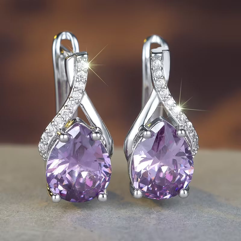 Silver Amethyst Dangle Earrings Jula Jewelry