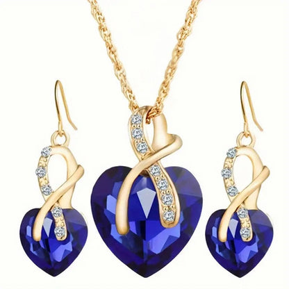 Gold Sapphire Heart Jewelry Set Jula Jewelry