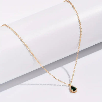 Emerald Teardrop Gold Necklace Jula Jewelry
