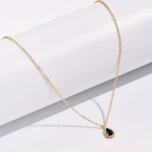 Emerald Teardrop Gold Necklace Jula Jewelry
