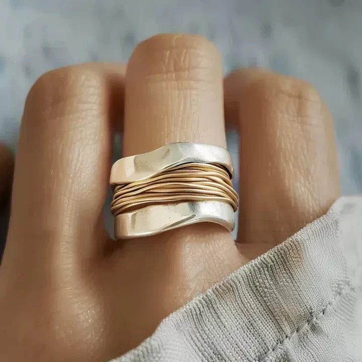 Silver ring with golden threads Jula Jewelry