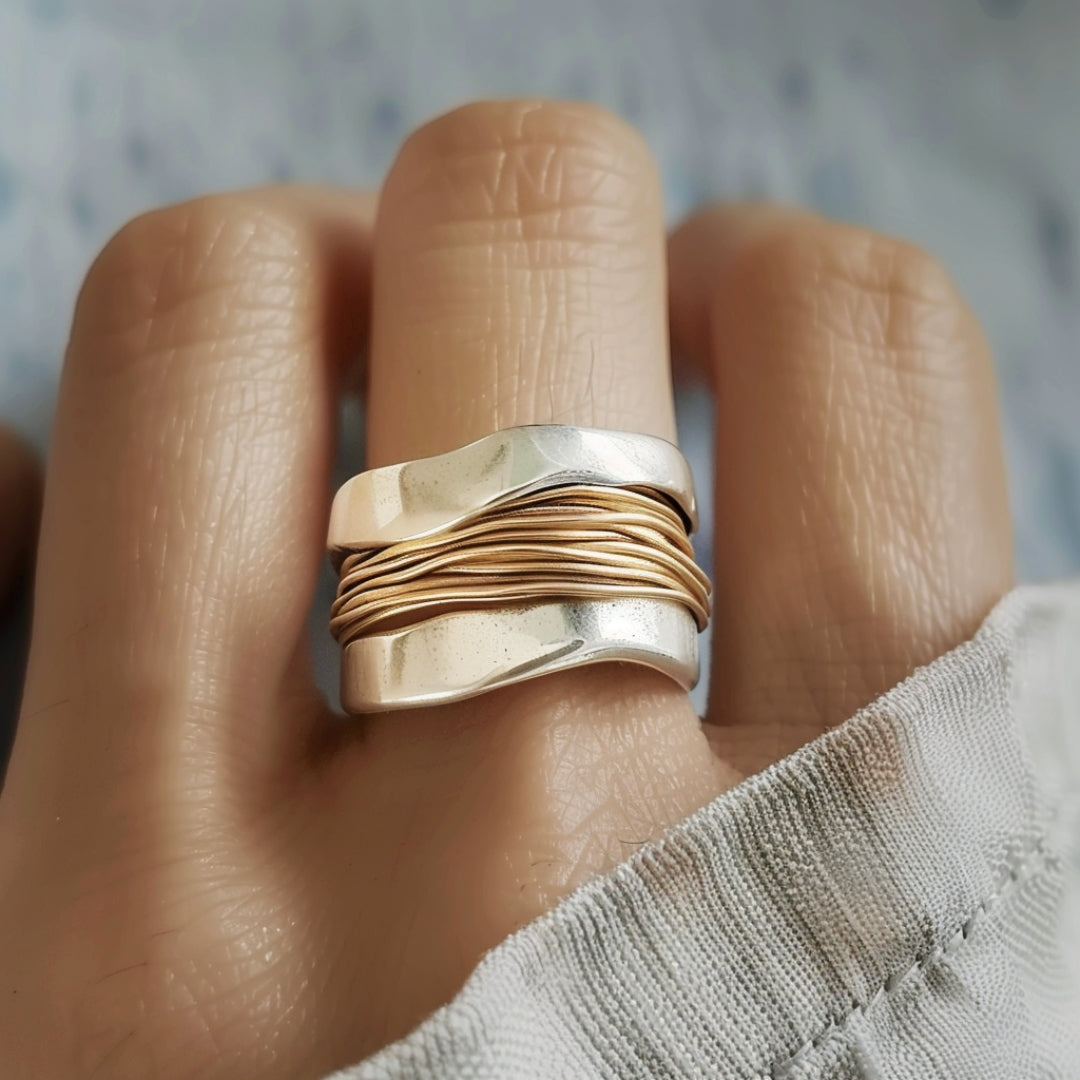 Silver and Gold Twisted Ring Jula Jewelry