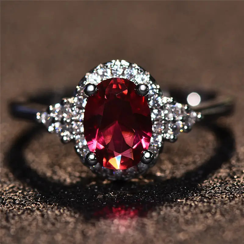 Silver Ruby Circle Ring Jula Jewelry