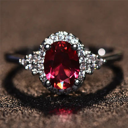 Silver Ruby Circle Ring Jula Jewelry