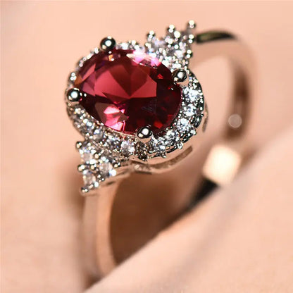 Silver Ruby Circle Ring Jula Jewelry