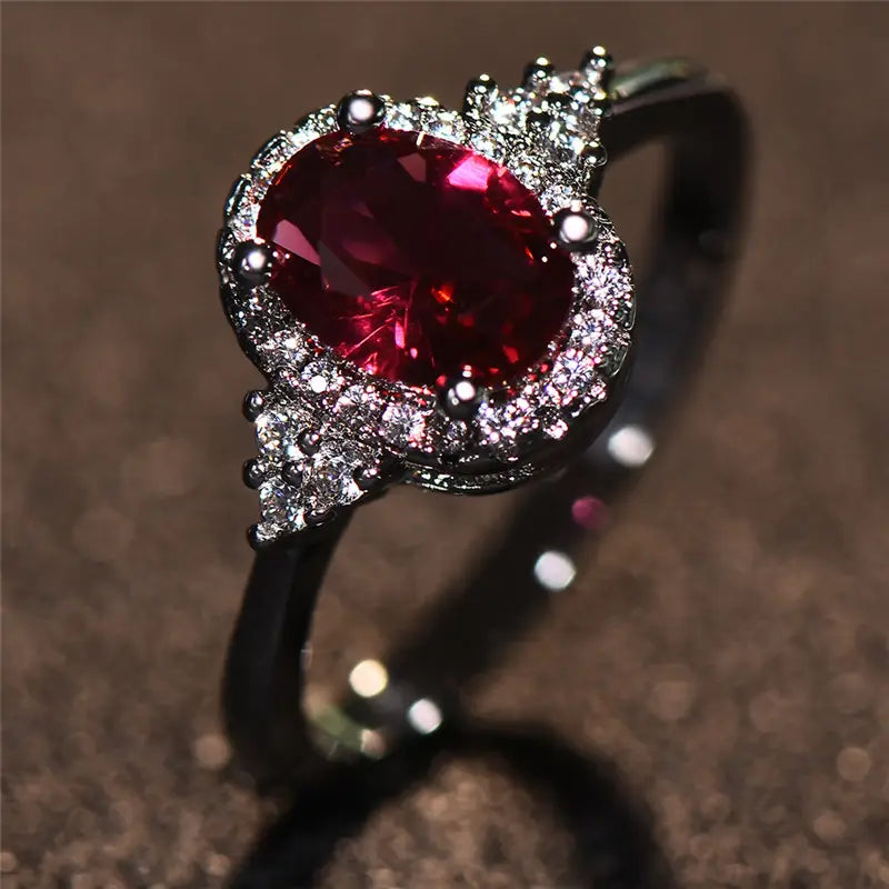 Silver Ruby Circle Ring Jula Jewelry