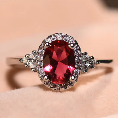 Silver Ruby Circle Ring Jula Jewelry
