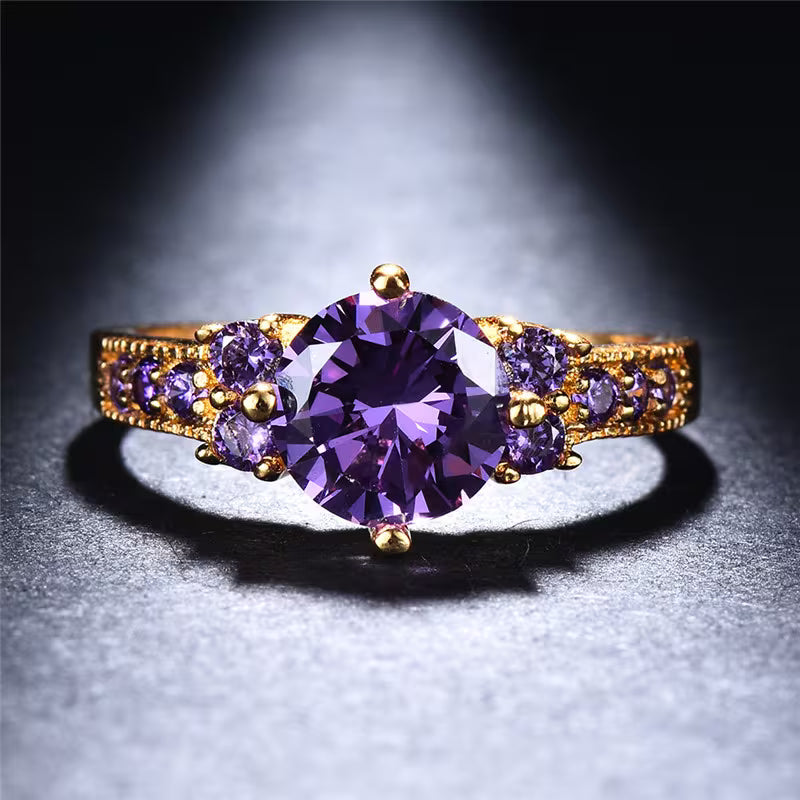 Golden Amethyst Cluster Ring Jula Jewelry