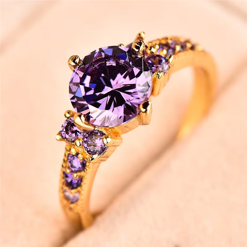 Golden Amethyst Cluster Ring Jula Jewelry