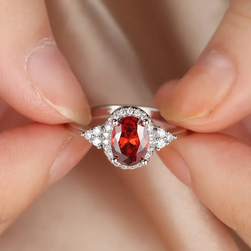 Silver Ruby Circle Ring Jula Jewelry
