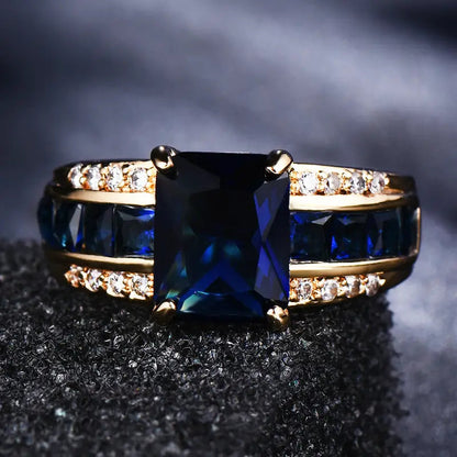 Gold Sapphire Square-Cut Band Jula Jewelry