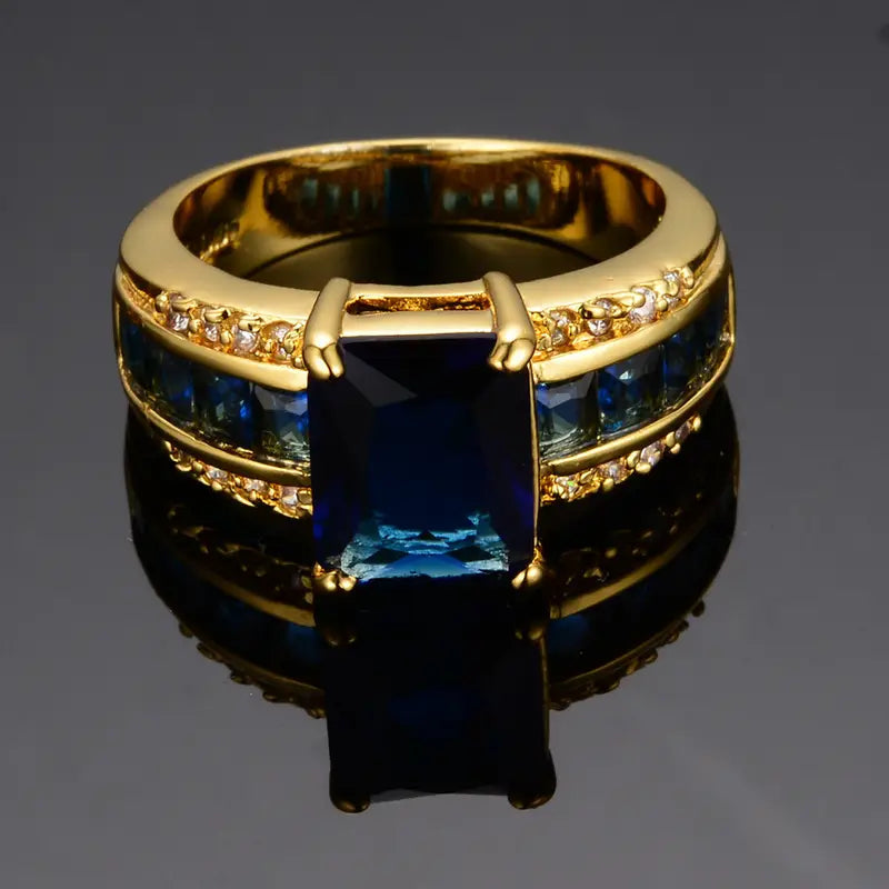 Gold Sapphire Square-Cut Band Jula Jewelry