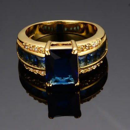 Gold Sapphire Square-Cut Band Jula Jewelry