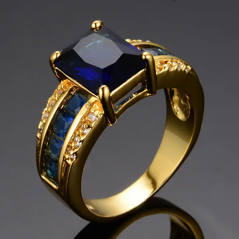 Gold Sapphire Square-Cut Band Jula Jewelry