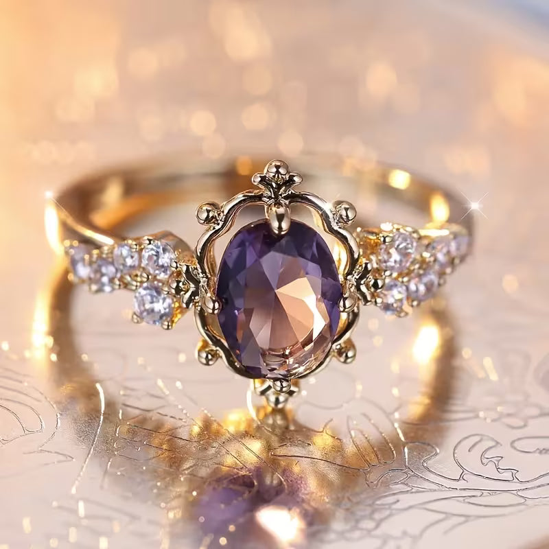 Golden Amethyst Princess Ring Jula Jewelry