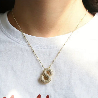 Bubble Letter Initial Pendant Necklace Jula Jewelry