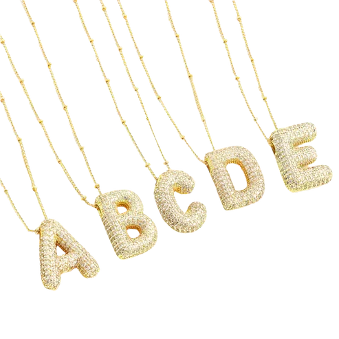 Bubble Letter Initial Pendant Necklace Jula Jewelry