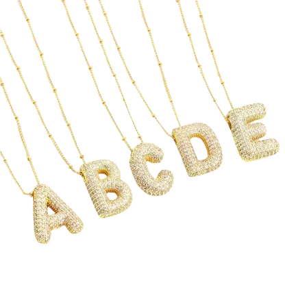 Bubble Letter Initial Pendant Necklace Jula Jewelry