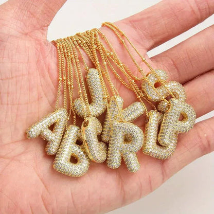 Bubble Letter Initial Pendant Necklace Jula Jewelry