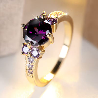 Golden Ring with Amethyst Accent Jula Jewelry