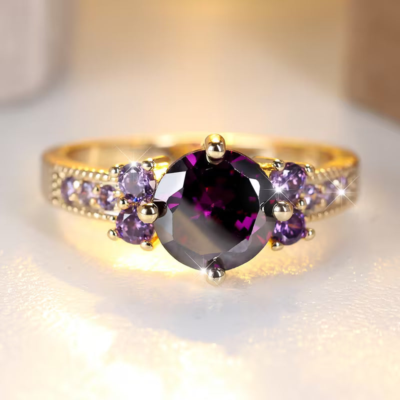 Golden Ring with Amethyst Accent Jula Jewelry