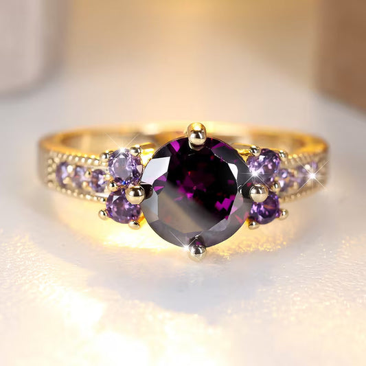 Golden Ring with Amethyst Accent Jula Jewelry