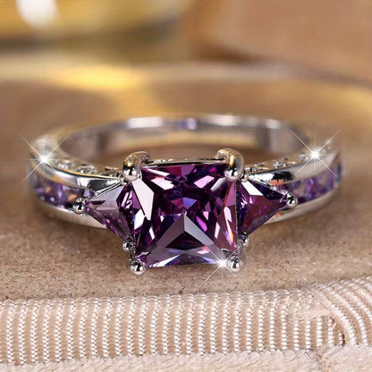 Silver Amethyst Geometric Band Jula Jewelry