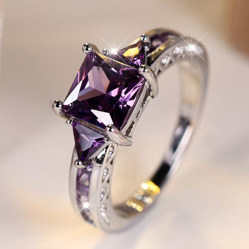 Silver Amethyst Geometric Band Jula Jewelry