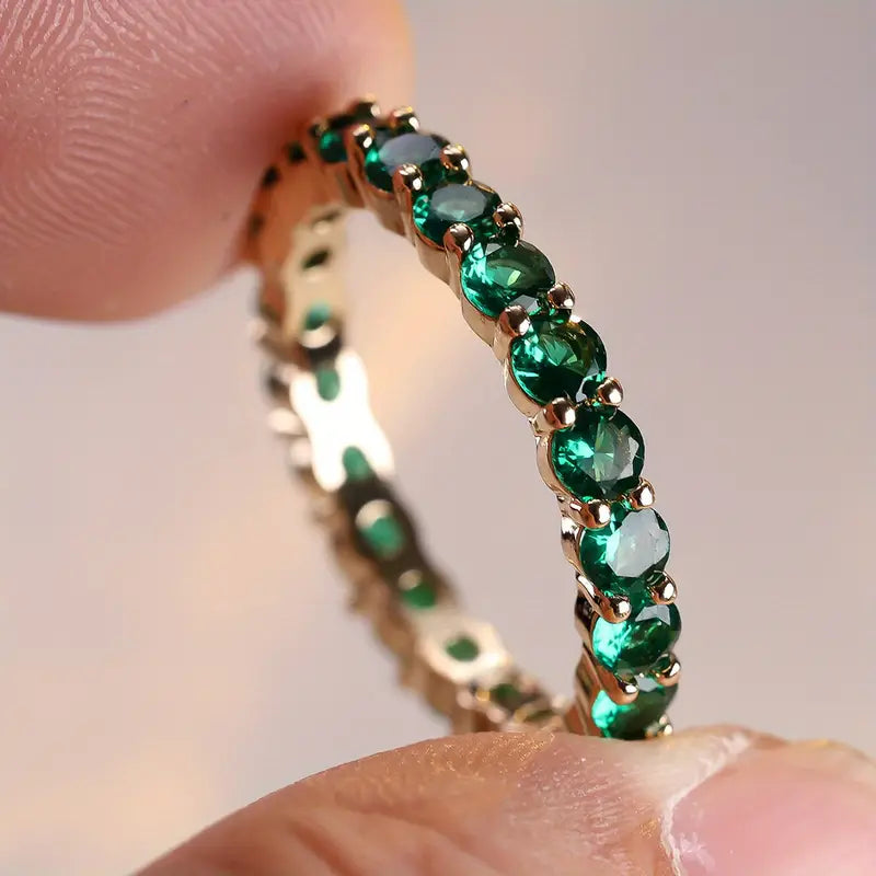 Emerald Gold Eternity Ring Jula Jewelry