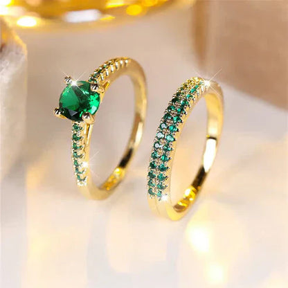 Emerald Serena Duo Ring Set Jula Jewelry