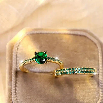 Emerald Serena Duo Ring Set Jula Jewelry