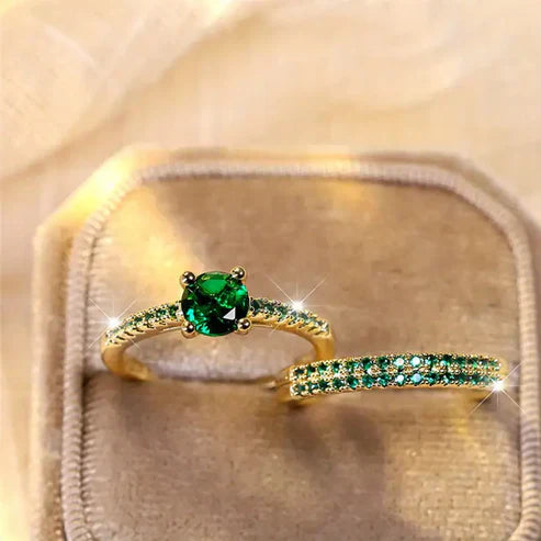 Emerald Serena Duo Ring Set Jula Jewelry
