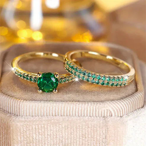 Emerald Serena Duo Ring Set Jula Jewelry