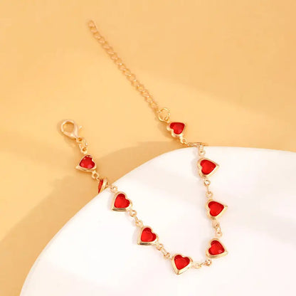 Gold Ruby Heart Link Bracelet Jula Jewelry