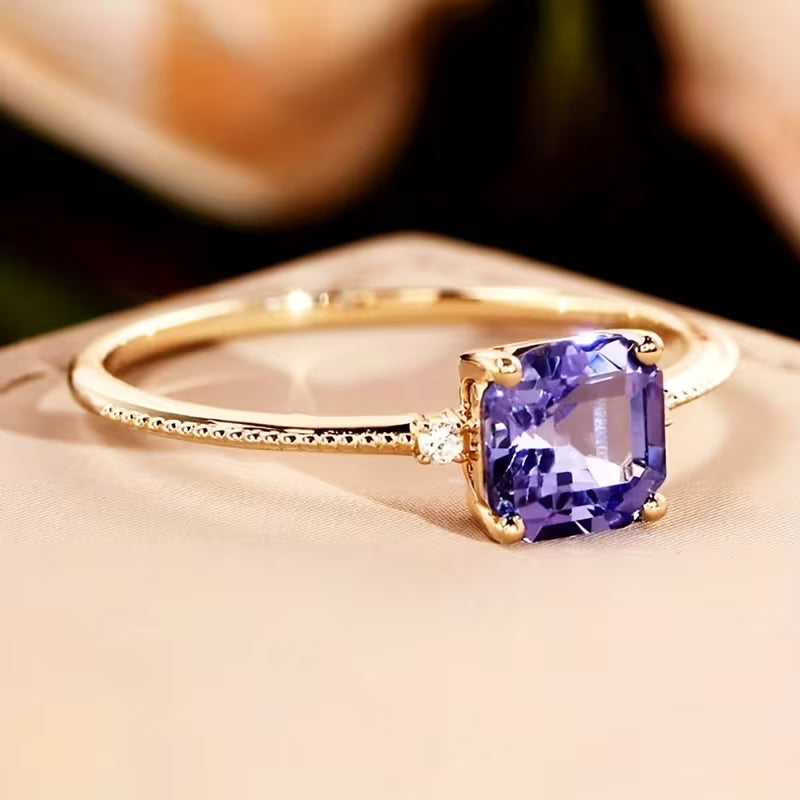Amethyst Gold Solitaire Ring Jula Jewelry